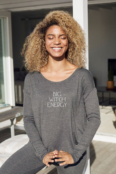 "Big Witch Energy" Original Ribbed Long Sleeve Tee Front