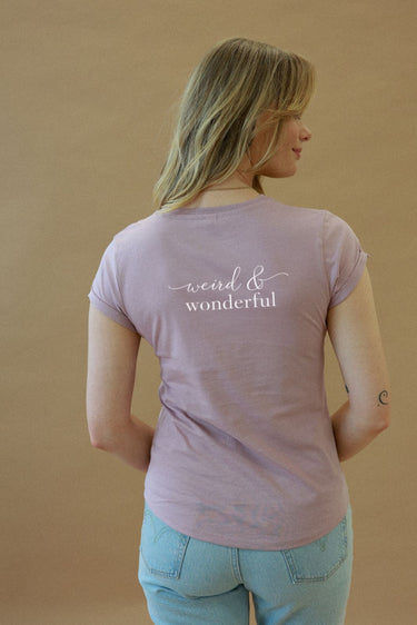 "Wonderful" Roll With It Tee Cursive Back