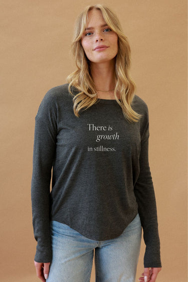 "Growth" Original Ribbed Long Sleeve Tee Cursive Front