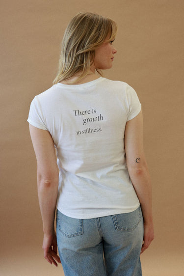 "Joy" Roll With It Tee Cursive Back