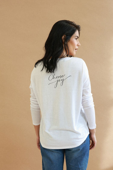 "Joy" Original Ribbed Long Sleeve Tee Cursive Back
