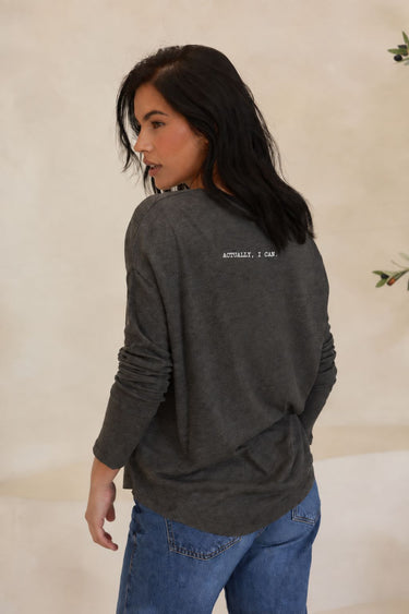 "Actually, I Can" Original Ribbed Long Sleeve Tee Back