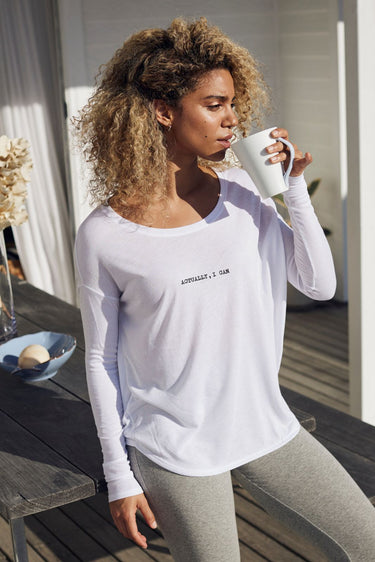 "Actually, I can" Original Ribbed Long Sleeve Tee Front