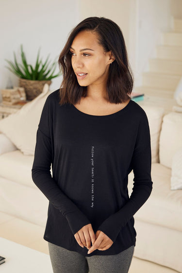 "Follow Your Heart" Original Ribbed Long Sleeve Tee Front