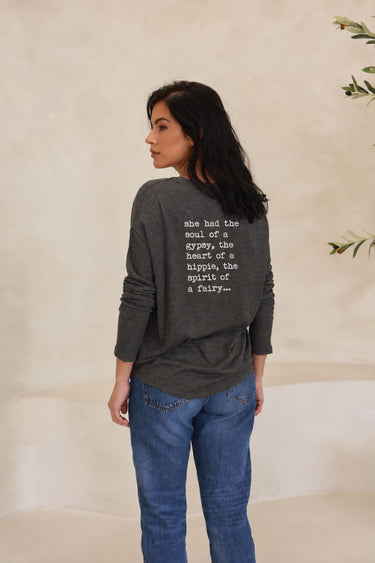 "Heart of a Hippie" Original Ribbed Long Sleeve Tee Back