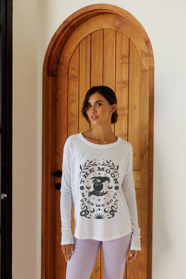 "Moon Made Me" Original Ribbed Long Sleeve Tee (Front)