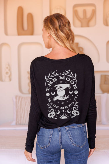 "Moon Made Me" Original Ribbed Long Sleeve Tee (Back)