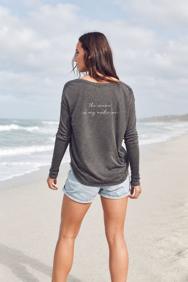 "Ocean" Original Ribbed Long Sleeve Tee Back