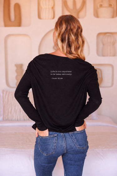 "Too Important" Original Ribbed Long Sleeve Tee Back