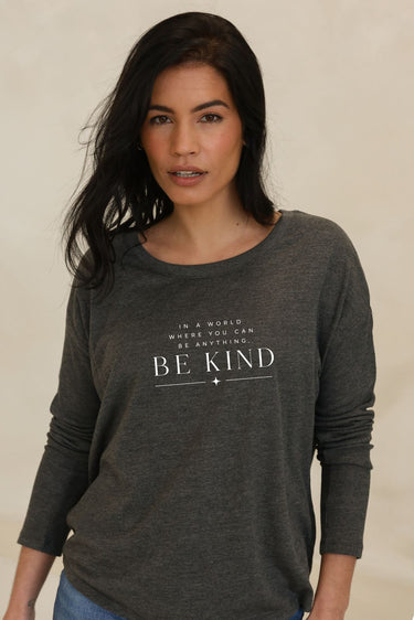 "Be Kind" Statement Original Ribbed Long Sleeve Tee Front