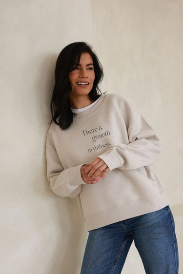 "Growth" Slumber Sweater Cursive Front