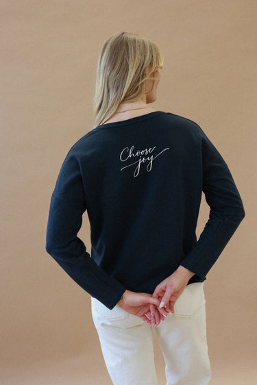 "Joy" Perfect Pullover Cursive Back