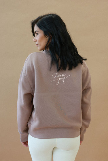 "Joy" Slumber Sweater Cursive Back