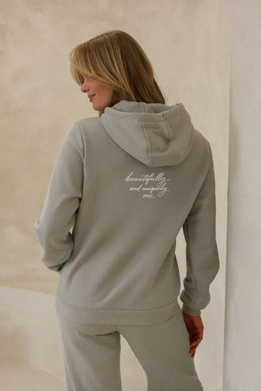 "Uniquely me" Cloud Hoodie Cursive Back