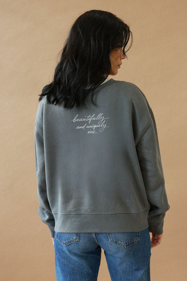 "Uniquely me" Slumber Sweater Cursive Back