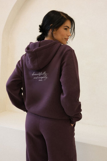 "Uniquely me" Cloud Hoodie Cursive Back
