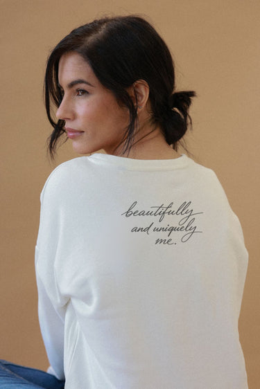 "Uniquely me" Perfect Pullover Cursive Back