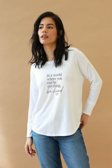"Be Kind" Grace Original Ribbed Long Sleeve Tee Front