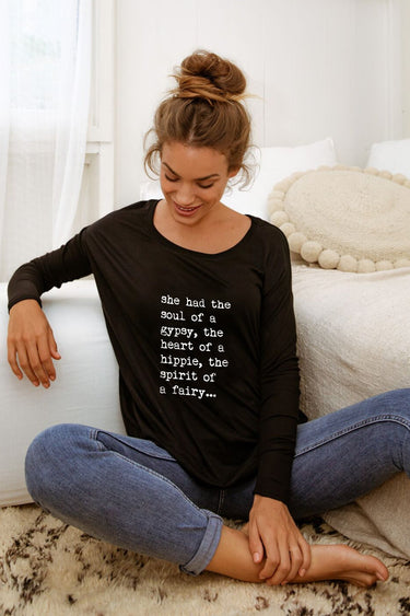 "Heart of a Hippie" Original Ribbed Long Sleeve Tee Front