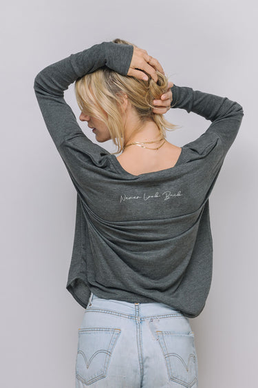 "Never Look Back" Original Ribbed Long Sleeve Tee Back