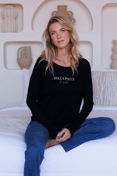 "Hocus Pocus" Original Ribbed Long Sleeve Tee Front