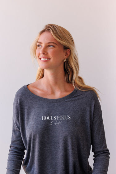 "Hocus Pocus" Original Ribbed Long Sleeve Tee Front