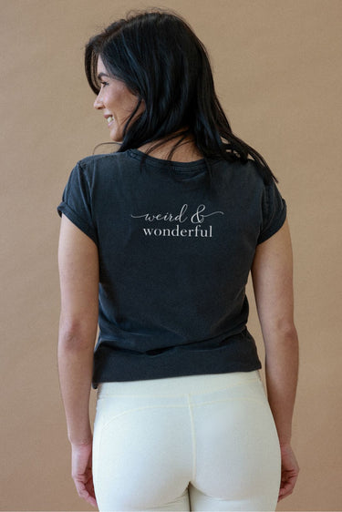 "Wonderful" Roll With It Tee Cursive Back