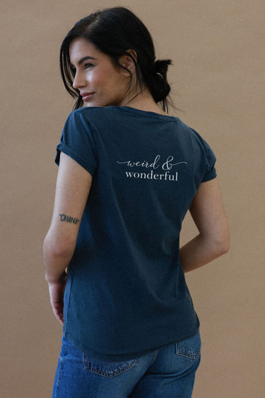 "Wonderful" Roll With It Tee Cursive Back