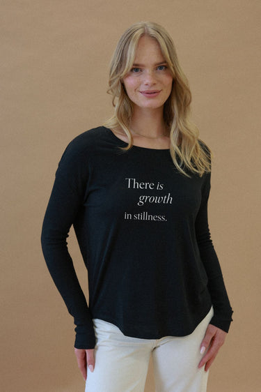 "Growth" Original Ribbed Long Sleeve Tee Cursive Front
