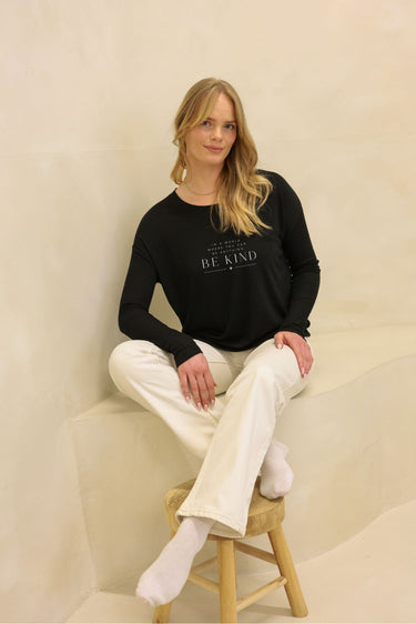 "Be Kind" Statement Original Ribbed Long Sleeve Tee Front