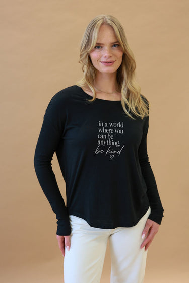 "Be Kind" Grace Original Ribbed Long Sleeve Tee Front