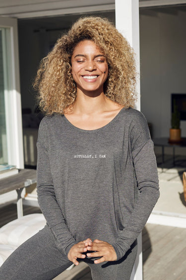 "Actually, I can" Original Ribbed Long Sleeve Tee Front