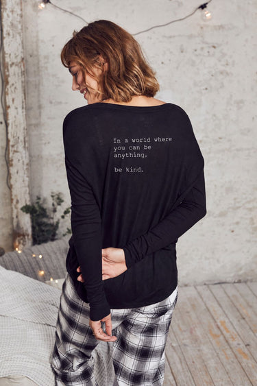 "Be Kind" Original Ribbed Long Sleeve Tee Back