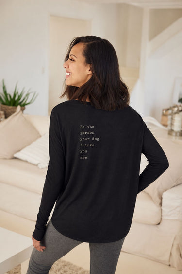 "Dog Thinks You Are" Original Ribbed Long Sleeve Tee Back