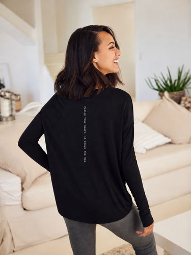 "Follow Your Heart" Original Ribbed Long Sleeve Tee Back