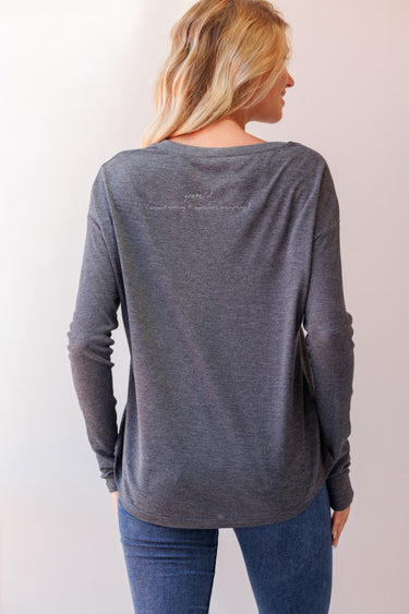 "Grateful" Original Ribbed Long Sleeve Tee Back