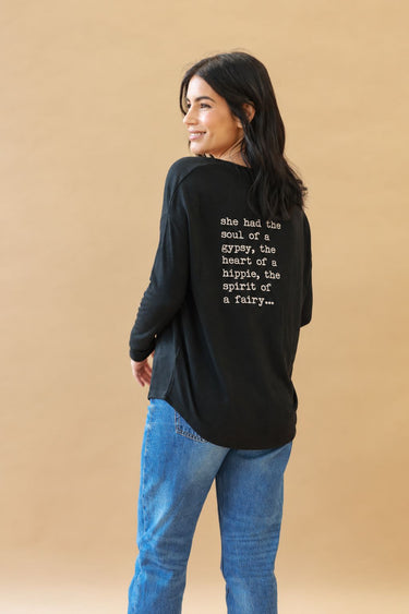 "Heart of a Hippie" Original Ribbed Long Sleeve Tee Back