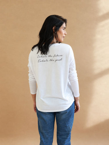 "Inhale, Exhale" Original Ribbed Long Sleeve Tee Back