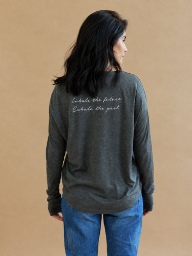 "Inhale, Exhale" Original Ribbed Long Sleeve Tee Back