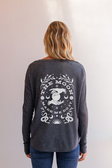 "Moon Made Me" Original Ribbed Long Sleeve Tee (Back)