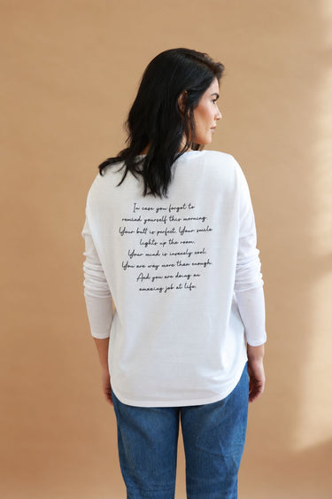 "Morning Mantra" Original Ribbed Long Sleeve Tee Back