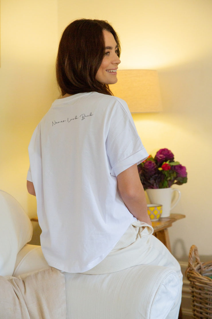 "Never Look Back" Rolled Sleeve Tee