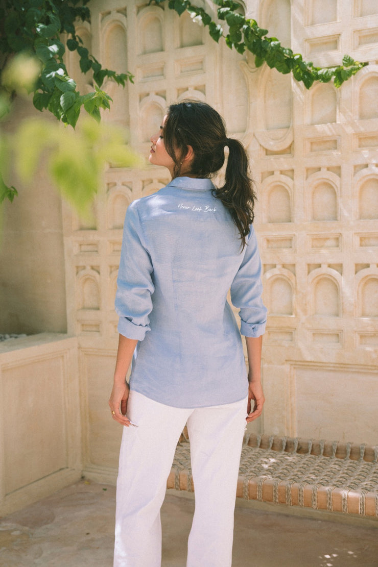 "Never Look Back" Island Linen Shirt