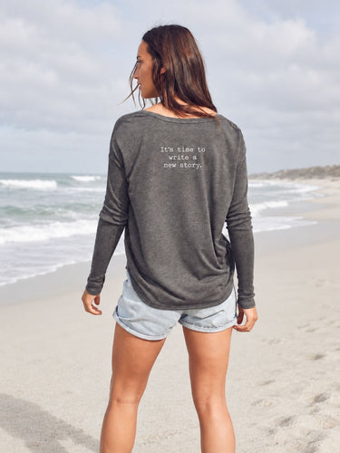 "New Story" Original Ribbed Long Sleeve Tee Back