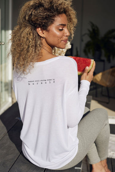 "Strong woman" Original Ribbed Long Sleeve Tee Back