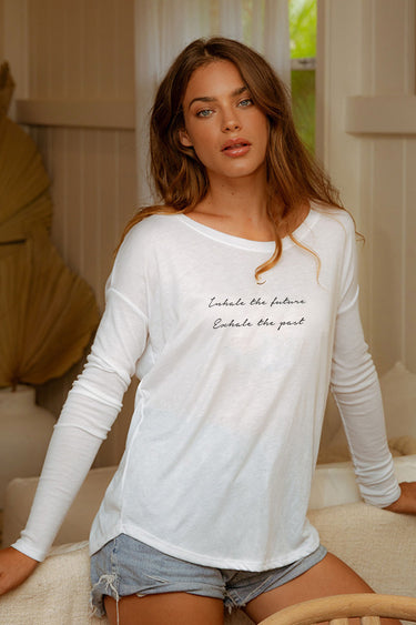 "Inhale, Exhale" Original Ribbed Long Sleeve Tee