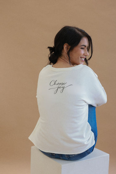 "Joy" Perfect Pullover Cursive Back
