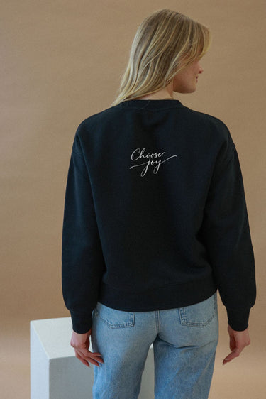 "Joy" Slumber Sweater Cursive Back
