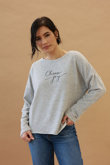 "Joy" Perfect Pullover Cursive Front