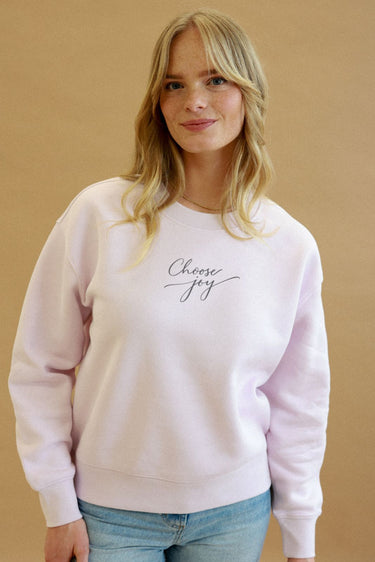"Joy" Slumber Sweater Cursive Front